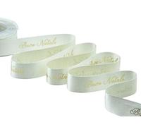Furlanis - Nastro In Raso Boutique Lame Con Stampa In Serigrafia Laminata E Decoro Elegante Buon Natale - Oro, 25 mm x 10 m