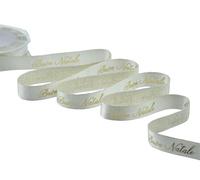 Furlanis - Nastro In Raso Boutique Lame Con Stampa In Serigrafia Laminata E Decoro Elegante Buon Natale - Oro, 16 mm x 10 m