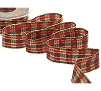 Furlanis - Nastro Scozzese Lurex, Tessuto Italiano - Rosso, 15 mm x 15 m