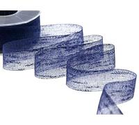 Furlanis - Nastro Veletta Lamè, Tessuto Italiano - Blu Scuro, 28 mm x 25m
