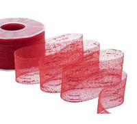 Furlanis - Nastro Veletta Lamè, Tessuto Italiano - Rosso, 40mm x 25m