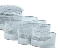 Furlanis - Nettuno, Nastro Decorativo Lamé Per Decorazioni Natalizie, Confezioni Regalo - Argento, 50 mm x 20 m