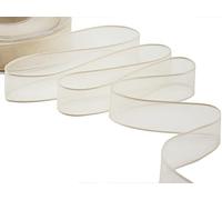 Furlanis - Velo Bordi Rame, Nastro Decorativo per Confezioni, Bomboniere, Tessuto Italiano - Avorio, 25 mm x 25 m