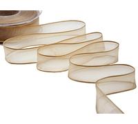 Furlanis - Velo Bordi Rame, Nastro Decorativo per Confezioni, Bomboniere, Tessuto Italiano - Beige, 25 mm x 25 m