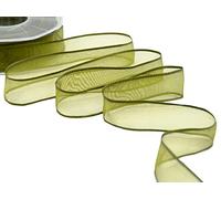 Furlanis - Velo Bordi Rame, Nastro Decorativo per Confezioni, Bomboniere, Tessuto Italiano - Verde Muschio, 25 mm x 25 m