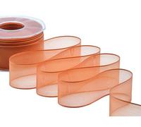 Furlanis - Velo Bordi Raso, Nastro Decorativo per Confezioni, Bomboniere, Tessuto Italiano - Arancio Pesca, 40 mm x 50 m