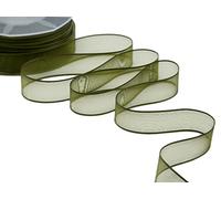 Furlanis - Velo Bordi Raso, Nastro Decorativo per Confezioni, Bomboniere, Tessuto Italiano - Verde Muschio, 25 mm x 50 m