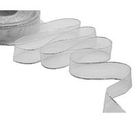 Furlanis - Velo Lamè Animato, Nastro Decorativo per Confezioni, Bomboniere, Tessuto Italiano - Argento, 25 mm x 25 m