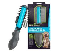 FURminator Strumento 2 in 1 per toelettatura cani, 1 pezzo, strumento per smorzare con pettine per tappetini, grovigli e manutenzione su cappotti ricci, lunghi, setosi e ruvidi
