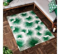 furn. Algave Tappeto - Interno/Esterno Art Deco Palma Leaf Tessitura Piatta Lavabile Resistente Alle Intemperie Tropicale Tappeto (Verde - 120x170cm)