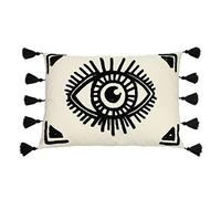 furn. Ashram Eye Poliestere Cuscino Pieno, Poliestere, Bianco e Nero