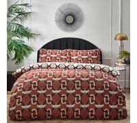 furn. Avalon - Set copripiumino reversibile, motivo geometrico, stile Art Déco, colore: rosso
