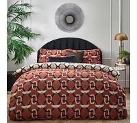 furn. Avalon - Set copripiumino reversibile, motivo geometrico, stile Art Déco, colore: rosso