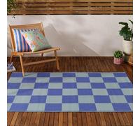 furn. Checkerboard Tappeto - Riciclato Interno/Esterno Reversibile Quadrierboard Resistente Alle Intemperie Facile Da Pulire Tappeto (Blu - 120x180cm)
