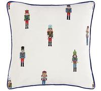 furn. Classic Nutcracker Cuscino Imbottito Poliestere (Multi - 43x43cm) | Ricamato Festivo Natale Soldato Schiaccianoci Retro In Velluto Bordo Profilato Cuscino Stagionale