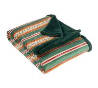 furn. Coperta All Wrapped Up - Coperta in pelliccia sintetica a righe in velluto per le feste (Smeraldo/Rosso - 130x180cm)