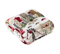 furn. Coperta Joy To All - pile morbido con scena invernale (Crema - 140x180cm)