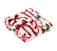 furn. Coperta Nathalie Festive Bows - Coperta in pile morbida con fiocchi per le feste (Bacca/Pino - 140x180cm)