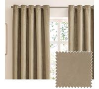 furn. Coppia di tende oscuranti Verso con occhielli - Tende in pelle scamosciata reversibili con anello superiore che bloccano la luce (Moka - 117x137cm)