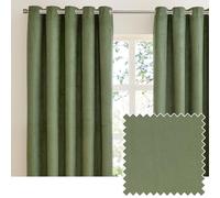 furn. Coppia di tende oscuranti Verso con occhielli - Tende in pelle scamosciata reversibili con anello superiore che bloccano la luce (Verde - 117x183cm)