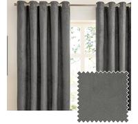 furn. Coppia di tende oscuranti Verso con occhielli - Tende in pelle scamosciata reversibili con anello superiore che bloccano la luce (Carbone - 229x229cm)