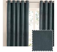 furn. Coppia di tende oscuranti Verso con occhielli - Tende in pelle scamosciata reversibili con anello superiore che bloccano la luce (Petrolio - 117x137cm)