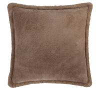 Furn. Cuscino imbottito in pelliccia sintetica Kallu con piume - Cuscino decorativo morbido e soffice con bordo Oxford (moka - 45x45cm)