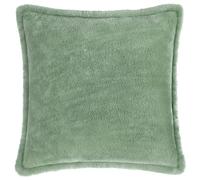 Furn. Cuscino imbottito in pelliccia sintetica Kallu con piume - Cuscino decorativo morbido e soffice con bordo Oxford (verde ghiaccio - 55x55cm)