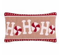 furn. Cuscino imbottito in poliestere Candy Ho Ho Ho - Cuscino decorativo natalizio trapuntato con slogan testurizzato (rosa/rosso - 30x50cm)