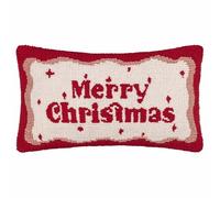 furn. Cuscino imbottito in poliestere Candy Merry Christmas - Cuscino con scritta trapuntata e bordo ondulato (rosso/bianco - 30x50cm)
