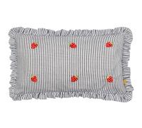 furn. Cuscino imbottito in poliestere con volant ricamato Les Fruites - Fragole - 30x50 cm