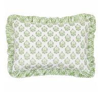 furn. Cuscino imbottito in poliestere Krissa Block stampato in velluto - Verde - 40x60 cm