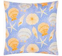 furn. Cuscino imbottito in poliestere per esterni con stampa di conchiglie marine - Blu - 45x45 cm