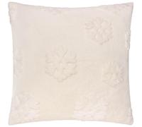 furn. Cuscino imbottito in poliestere Snowflakes - Cuscino decorativo invernale in morbida pelliccia sintetica con finitura in fibra di velluto (bianco neve - 50x50cm)