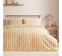 furn. Dual Tone Set Copripiumino - Reversibile Moderno A Righe Facile Cura Biancheria Da Letto (Giallo Burro - King UK Standard - 230x220cm)