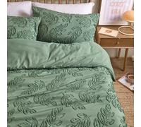 furn. Set copripiumino Duvet Day Seville Leaf - Trapuntato, morbido al tatto, con motivo a foglie e finitura di facile manutenzione (Verde - Matrimoniale)