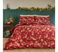 Furn Set copripiumino Duvet Day Sleigh Team natalizio reversibile ultra morbido (rosso matrimoniale)