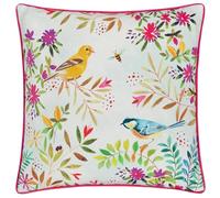 furn. Evans Lichfield Cuscino imbottito in piume con stampa Daisy Hill Willow Birds - Multicolore/Rosa - 45x45 cm