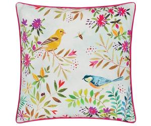 furn. Evans Lichfield Cuscino imbottito in piume con stampa Daisy Hill Willow Birds - Multicolore/Rosa - 45x45 cm