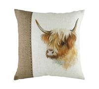 furn. Evans Lichfield - Cuscino imbottito in poliestere con mucca, 43 x 43 cm, colore: Bianco