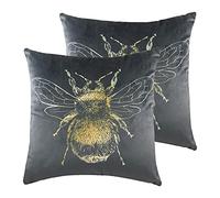 furn. Evans Lichfield Gold Ape Polyester Riempito Cuscini pieni (Twin Pack), Poliestere, Grigio