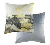 furn. Evans Lichfield Paysage Plume Coussin Rempli, Polyester, Viscose, Coton, Gris/Ocre
