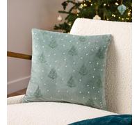 furn. Evergreen - Cuscino imbottito in poliestere ricamato con albero classico