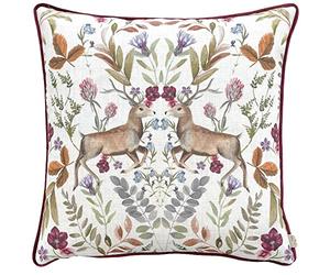 furn. Fodera per cuscino con bordino acquerello con cervo specchiato Evans Lichfield