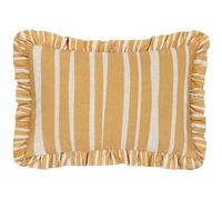 furn. Fodera per cuscino con volant a righe Carmon - Lino/Ocra - 40x60 cm