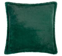Furn. Fodera per cuscino in pelliccia sintetica Kallu - Cuscino decorativo morbido e soffice con bordo Oxford (verde ago - 55x55cm)