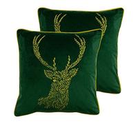 furn. Forest Fauna Twin Pack Cuscini pieni in Poliestere, Emerald/Gold, 50 x 50cm, 2 unità