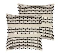 furn. Fornire. Cuscini pieni di Piume Mossa (Confezione gemella), Cotone, Naturale/Nero