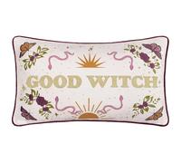 furn. Cuscino imbottito in poliestere Good Witch - Cuscino decorativo reversibile in velluto ricamato per Halloween con filo metallico (bianco angelo - 30x50cm)
