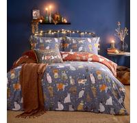 Set copripiumino furn. Halloween Pawty - Biancheria da letto reversibile con design divertente e spettrale a tema festa con gatti (Multicolore - Singolo)